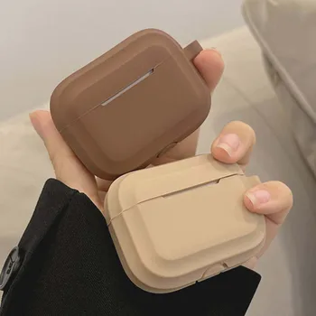 матовый коричневый силиконовый чехол для наушников цвета хаки для apple airpods pro 3 2021 зарядная коробка для airpods 1 2 симпатичная крышка capa