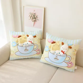 Kawaii Sanrio Cartoon Pochaco Трехмерная двусторонняя печать дивана подушка кровать эркер подушка подушка