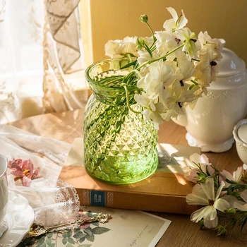D: 9 см H: 16 см Цветочная ваза для украшения стола Стеклянная ваза для гостиной Fleur Украшения для стола Цветочная столешница Nordic Vase