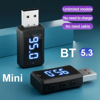 Авто Bluetooth 5.3 FM02 Mini USB Передатчик Приемник со светодиодным дисплеем Громкая связь Вызов Автомобильный комплект Авто Беспроводное аудио для FM-радио
