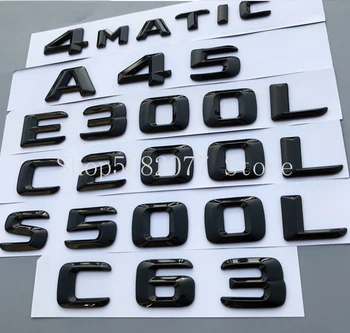 Буквенный номер Эмблема для Mercedes Benz AMG 4MATIC A45 A260 C200L E300L S400L CLA200 Авто Стайлинг Багажник Логотип Наклейка Глянцевый Черный
