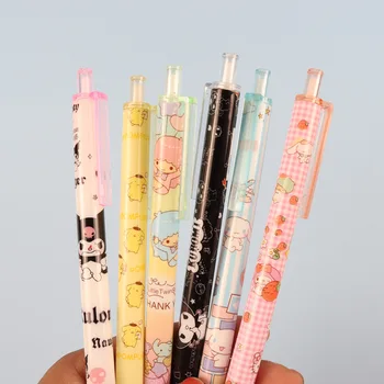  10-100 шт. Оптовая продажа, Sanrio Гелевая ручка, Kuromi Melody Cinnamoroll, 0,5 мм, черный наконечник, подписная ручка, аниме, канцелярские принадлежности, школьные принадлежности