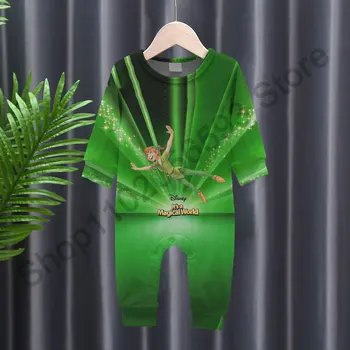 2024 весна и осень Новый детский модный комбинезон 3D-печатный костюм Питер Пэн Детская одежда для ползания в помещении и на открытом воздухе