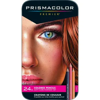 Prismacolor Master 24 Цветной карандаш Кожа, Набор тонов волос, Soft Core Яркие цвета Pro Premium Artist Quality, Blend, Shade, Layer