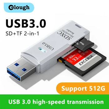 Elough 2 В 1 Кардридер USB 3.0 на SD TF Карта памяти Считыватель карт памяти Высокоскоростной адаптер Smart Cardreader для ПК Аксессуары для ноутбуков