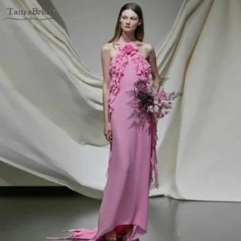 Розовые шифоновые свадебные платья Hatler Вырез с цветами, очаровательные женские вечерние платья с кисточками шикарные DW784