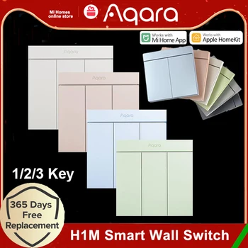 Aqara Smart Wall Switch H1M с нейтральным 6-цветным беспроводным ключевым светильником MARS-Tech Contorl Zigbee 3.0 с множественным управлением для Homekit