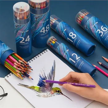 Акварельный карандаш 12/24/36/48 цветов Канцелярские студенческие карандаши для школы Канцелярские карандаши для чертежного кабинета