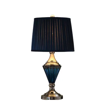 Бесплатная доставка Современная синяя стеклянная настольная лампа прикроватная лампа для гостиной настольная лампа роскошь творческая простота теплая спальня