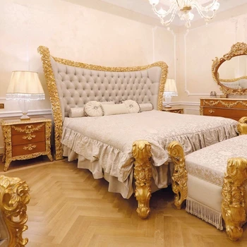 французская классическая двуспальная кровать главная спальня свадебная кровать европейская кровать из массива дерева резная ткань мягкая сумка вилла роскошная кровать принцессы