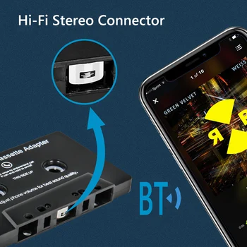 Универсальный конвертер Bluetooth Автомобильная лента AUX Music Аудио кассетный адаптер с микрофоном