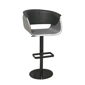 нержавеющая сталь Табурет Вращающийся барный стул с регулируемой подставкой для ног Подъем стульчик для кормления с обивкой из натуральной кожи