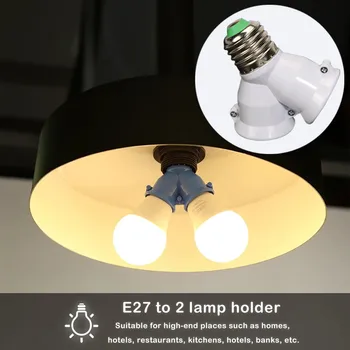  Двойное основание фары Двойной спиральный держатель лампы E27 до 2 E27 Светодиодное освещение Энергосберегающая лампа Двухголовочный конвертер Держатель лампы