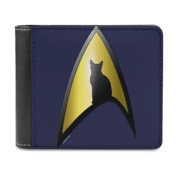 Starfleet Cat Кожаный кошелек Мужской классический черный кошелек Держатель кредитной карты Модный мужской кошелек Star Rbpartnerprogram Startrek