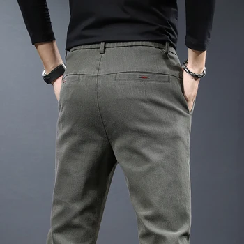 2023 Новые осень-зима Классические рабочие эластичные брюки для мужчин хлопковые деловые узкие брюки серый черный Корея толстые повседневные брюки-карго мужские