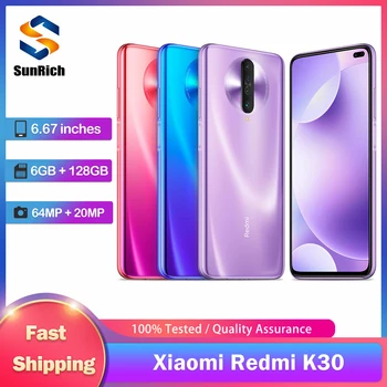 Оригинальный мобильный телефон Xiaomi Redmi K30 4G Две SIM-карты NFC 6,67 дюйма 6/8 ГБ ОЗУ 128 ГБ ПЗУ 64 МП + 20 МП Snapdragon 730G Восьмиядерный смартфон