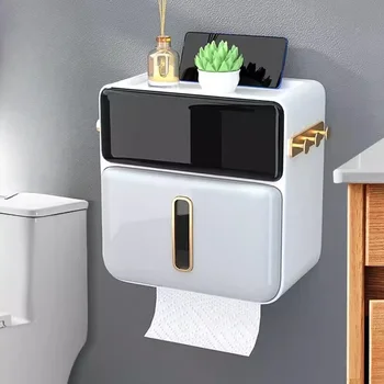  Ванная комната Коробка для туалетной бумаги Водонепроницаемая водонепроницаемая папиросная бумага Рулон бумаги Настенная стойка для хранения
