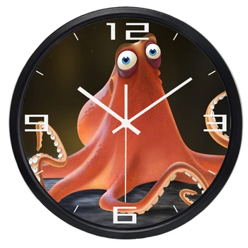 Мультяшный осьминог Картина Настенные часы Горячая мода Тихие большие настенные часы для гостиной Домашний декор