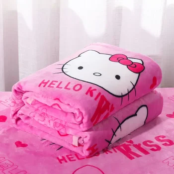 Sanrio hello kitty фланелевое одеяло кондиционер одеяло студент односпальное одеяло простыня девушка весна и осень чистое одеяло