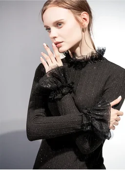 Топ с длинным рукавом Беременные женщины 2022 Зима Новый пуловер Свитер черный