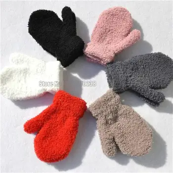 Теплые плюшевые толстые теплые детские зимние бархатные детские детские коралловые флисовые перчатки на полный палец