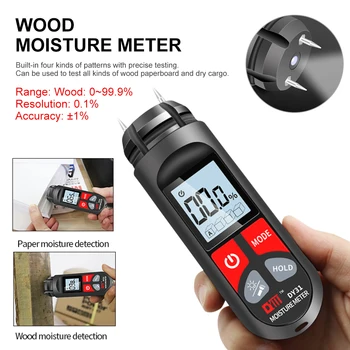 Цифровой измеритель влажности древесины Бумажный измеритель влажности с ЖК-дисплеем Портативный настенный гигрометр Детектор влажности древесины 0-99,9%