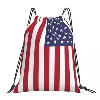 США - Рюкзаки с американским флагом, модные портативные сумки на шнурке, набор на шнурке, карманная спортивная сумка, сумки для книг для мужчин и женщин