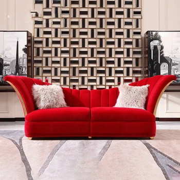 французский тканевый диван, трехместный диван-клуб, дизайнерский диван для повседневных встреч