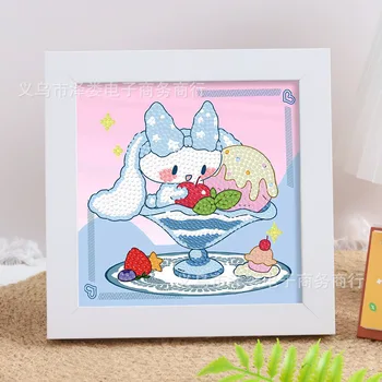 Мультфильм Sanrio Алмазная краска DIY Детские игрушки Набор для детей Подарок Kuromi Cinnamoroll Paste Алмазное вышитое украшение для дома