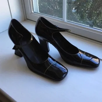 Высокие каблуки Женская обувь Модная летняя обувь 2024 Новый дизайнер Квадратный носок Платье Обувь Элегантные Неглубокие Сандалии Туфли Femme Zapatos