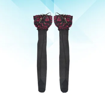 Кружевные ажурные чулки Модные регулируемые чулки до бедра Колготки для женщины Girl Lady (черный подходит для женщин 40-75 кг)