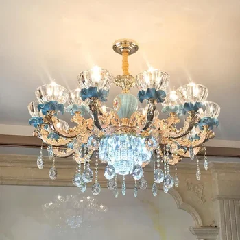 Керамическая ретро атмосферная стеклянная люстра для дома гостиная спальня модель столовой хрустальный подвесной светильник