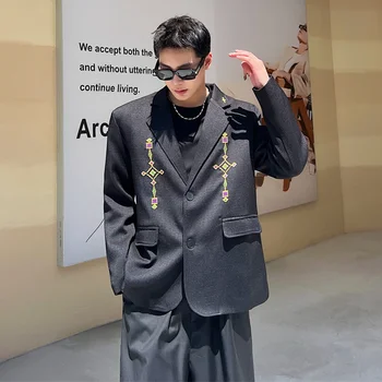 SYUHGFA Elgace Male Blalzers 2024 Новый китайский стиль Вышитый костюм Пальто Тренд Мужская модная одежда Личность Уличная одежда