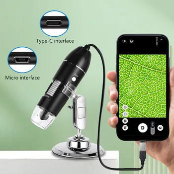 светодиодный цифровой микроскоп 500X 1000X 1600X светодиодная лупа камера для мобильного телефона ПК
