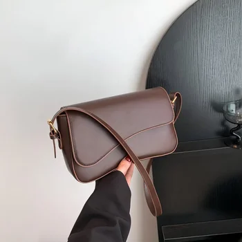 Brand Designer PU Кожа Женская сумка через плечо Ретро Сумка через плечо Маленькая седельная сумка