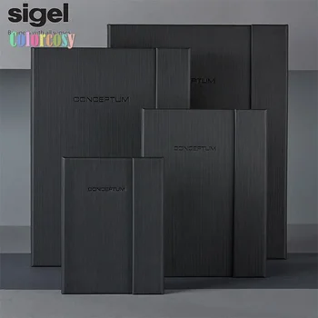 Sigel Notebook CONCEPTUM, Черный, Твердый переплет, Квадратный/Линованный, Формат A4+/A5+, Магнитная застежка, с многочисленными функциями