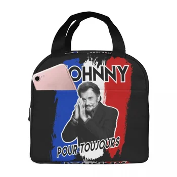 Johnny Hallyday Forever Сумка для обеда Портативные изолированные холщовые сумки-холодильники Рок-музыка Термосумка для пикника для женщин и детей