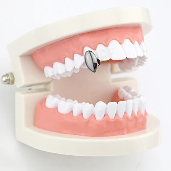 1 шт Один хип-хоп серебристый цвет зубы гриль для женщин и мужчин Топ Клыки вампира Зубные решетки Колпачки Одиночные зубные ювелирные изделия