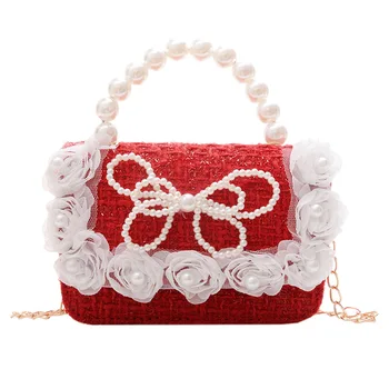 Детская сумка Baby Bow Big Red Маленькая ароматная жемчужная сумочка Цепочка для девочки Zero Кошелек