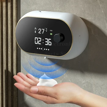 Автоматический дозатор пенного мыла Индукционный автоматический дозатор жидкости Пенопластовая машина USB-дисплей температуры Настенное дезинфицирующее средство для рук