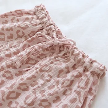 Хлопковая домашняя пижама Пижама и лето Свободная печать Женщины Простая весна Женские для леопардовых брюк Мода