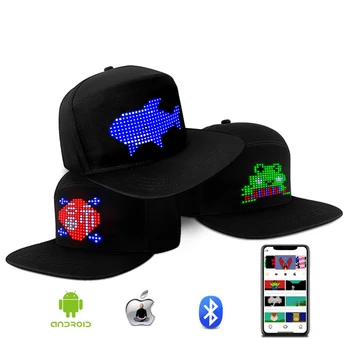 NewLED Пиксельная шляпа Умный Bluetooth Управление экраном Шляпа Многоязычный дисплей Рекламный колпачок Выпускной вечер Декоративная шляпа Редактируемая