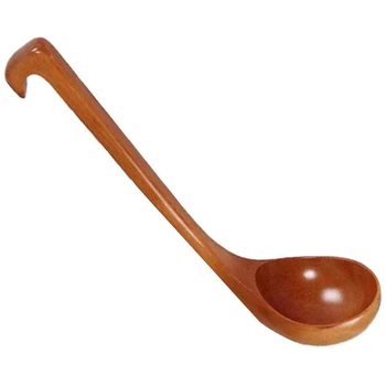  деревянная ложка для супа с длинной ручкой, бамбуковая ложка классическая деревянная суповая ложка, кухонные кухонные принадлежности для приготовления пищи Десертная рисовая ложка