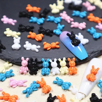 30pcs/пакет Kawaii Spicy Rabbit Аксессуары для ногтей Смола Красочный кролик Kawaii Украшение для ногтей 3D Милая Мода DIY Ногти Заяц Части