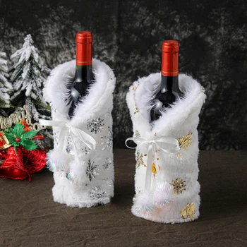 Рождественская сумка для бутылки вина Счастливого Рождества Украшения для стола для домашнего праздника Санта-Клаус Крышка бутылки шампанского