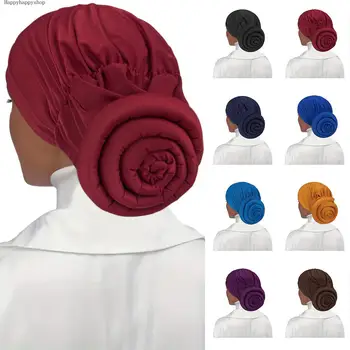 Новый женский тюрбан Топ Узелковый цветок Головной платок Повязка на голову Эластичные шапочки Шапочка Чепчик Индия Шляпы Головной убор Банданы