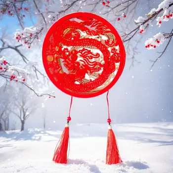  Фонарь Кулон Китайский Новый год Подвесные фонарики Светящиеся украшения с рисунком дракона для праздничных весенних торжеств Свет