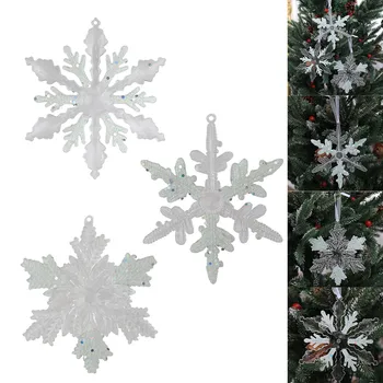 Рождественские акриловые хрустальные снежинки украшения рождественские украшения 2024 рождественская елка украшения прозрачная рождественская елка кулон