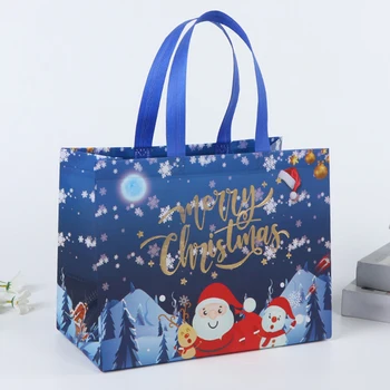  Рождественские мультяшные сумки с рисунком Мультяшные упаковочные пакеты большой емкости Нетканый материал Подарочные сумки для хранения для рождественской вечеринки Сюрприз