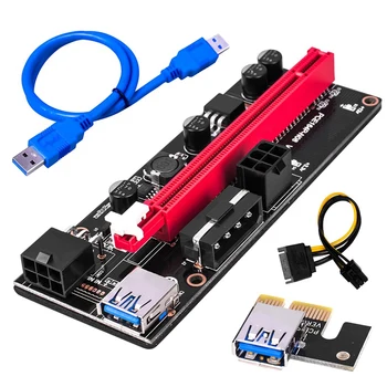 NEW-5Pcs Ver009 USB 3.0 Pci-E Riser Ver009s Express 1X 4X 8X 16X Extender Riser Adapter Card Sata 15-контактный - 6-контактный кабель питания